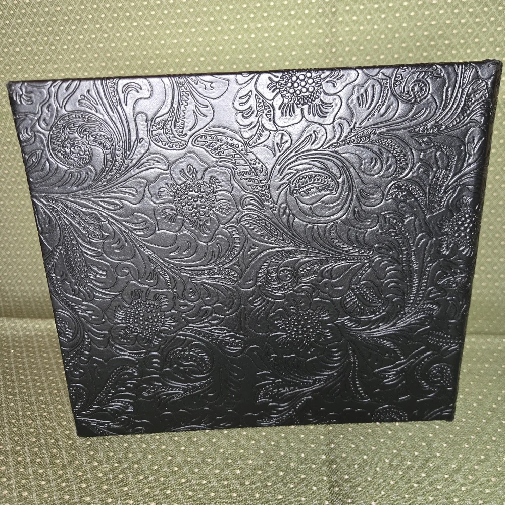 Black Floral Embossed Photo Album - Holds 5x7 Pictures or Smaller